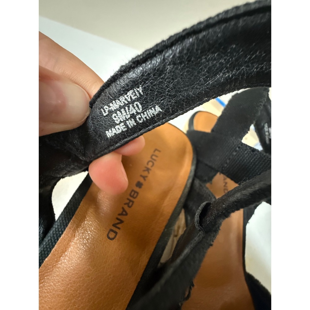 Boho Chic Resort Western Boho Casual Chic Wedge Black Lucky Brand Heel Size 9 - Picture 8 of 8